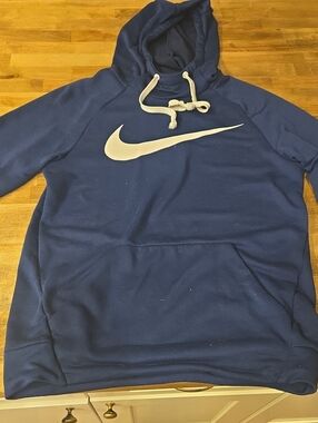 Nike Navy Blue Hoodie with White Swoosh Logo